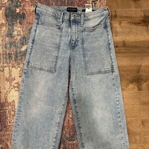 Ann Taylor High-Waist Light Wash Patch Pocket Jeans